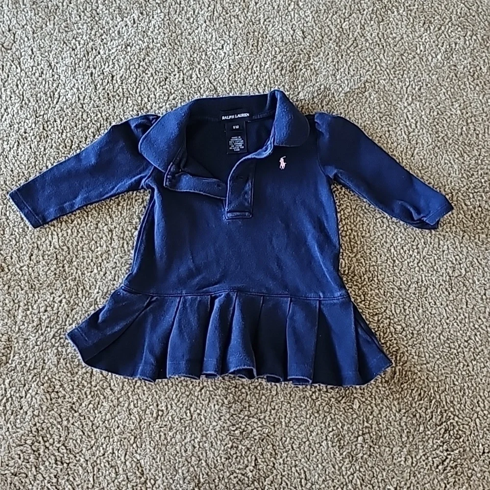 Ralph Lauren Navy Blue Long Sleeve Dress 9 Months